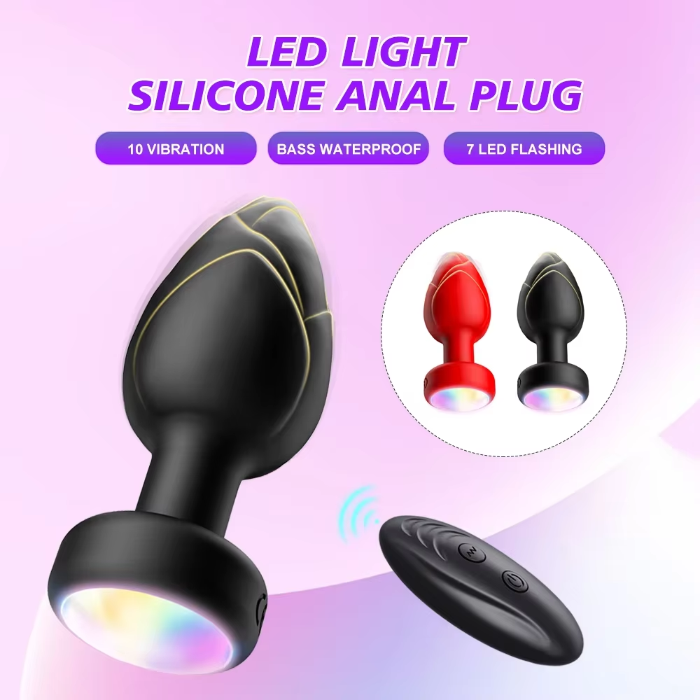 LED Light Vibrating Silicone Plug